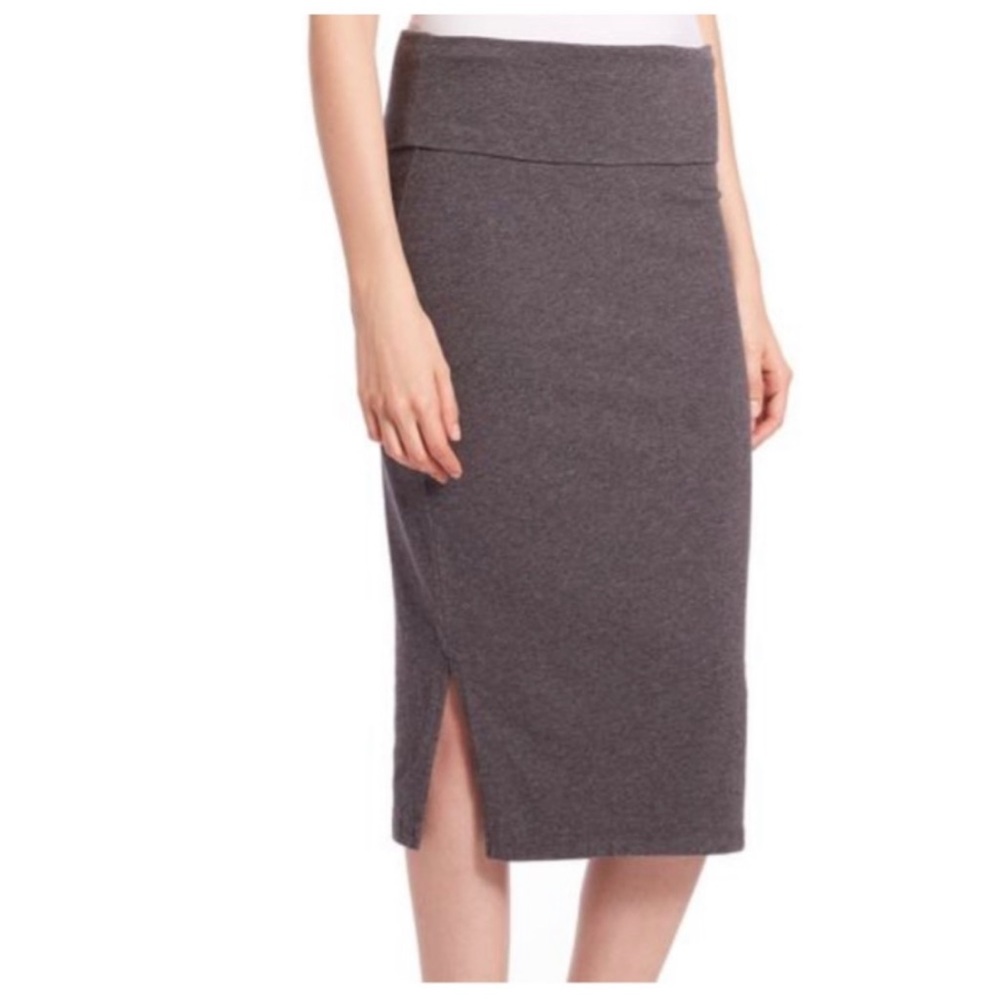 James Peres heather grey side slit midi skirt M